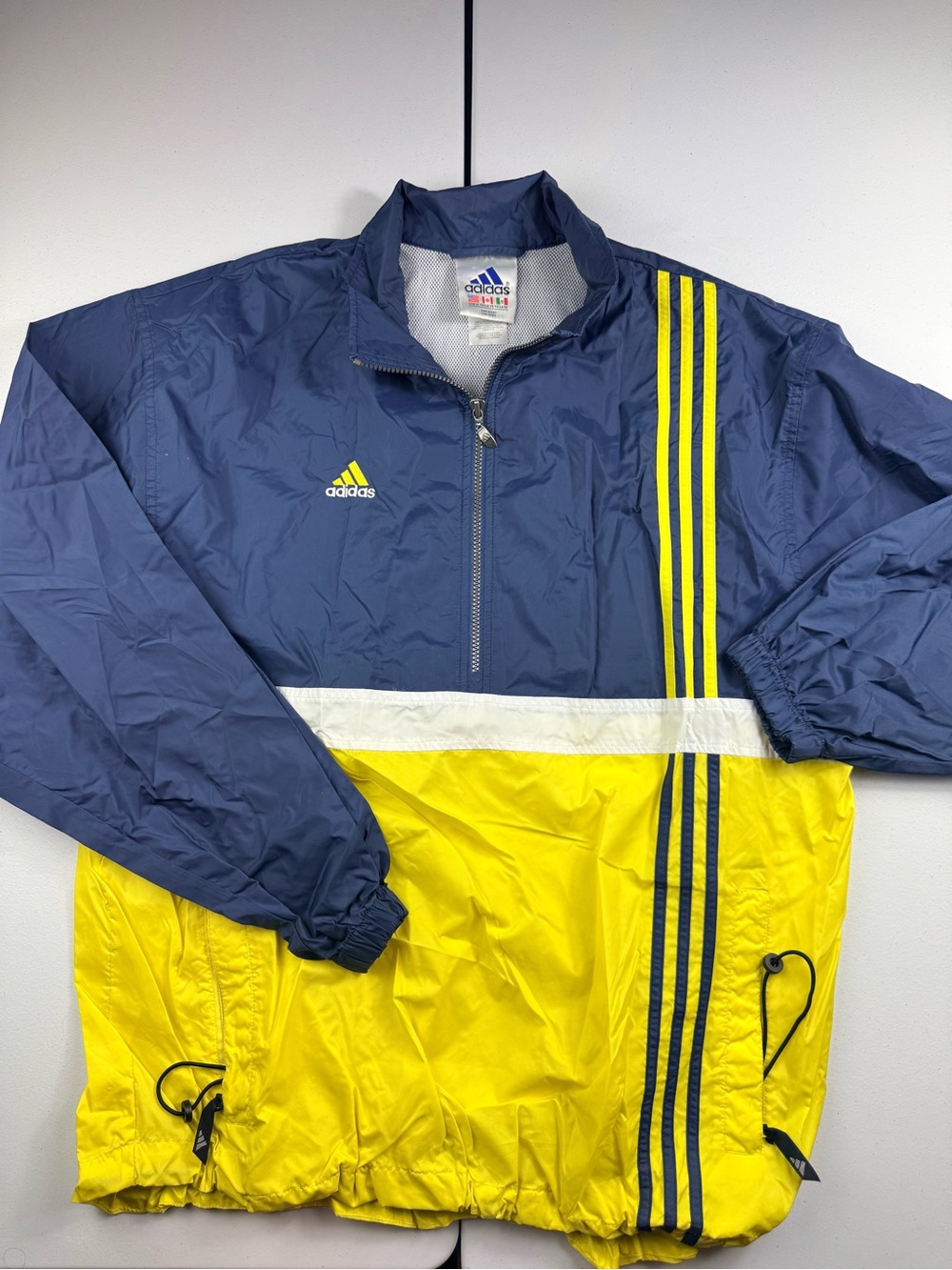 Adidas vintage Men’s Navy and Yellow Windbreaker Jacket